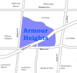 Map of Armour Heights Neighbourhood in Toronto
