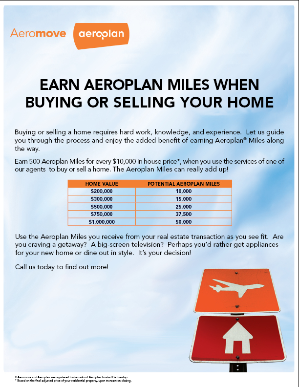 Get Air Miles Selling Your Home/ Aeroplan Points for Selling Your