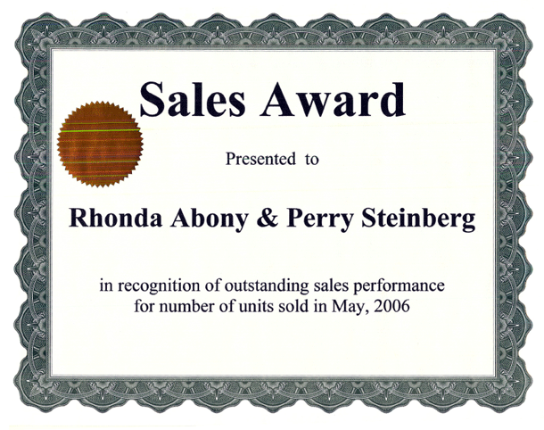 Real Estate Award Rhonda Abony and Perry Steinberg May 2006